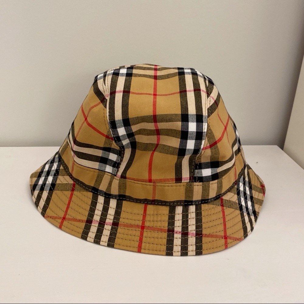 BURBERRY beige Vintage Check Cotton Bucket Hat